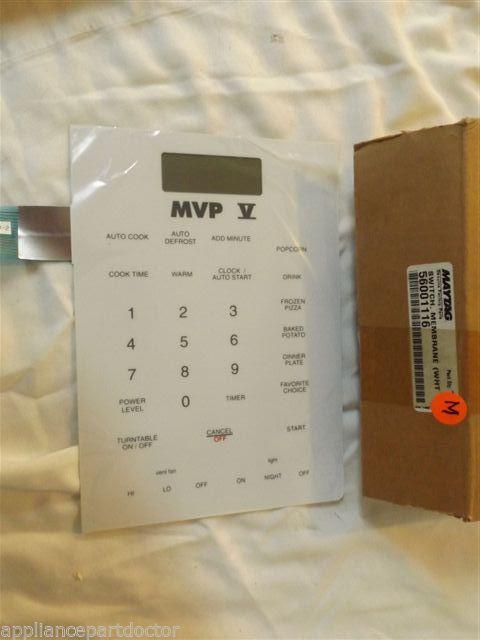 MAYTAG MICROWAVE 56001116 SWITCH, MEMBRANE (WHT)   NEW IN BOX