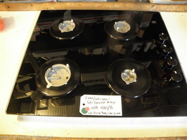 IKEA WHIRLPOOL HOB 480 /B GAS COOKTOP USED PART ASSEMBLY **SEE NOTE