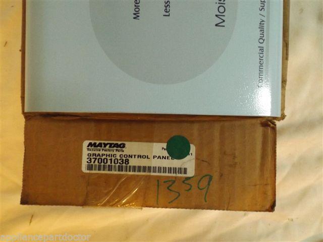 MAYTAG DRYER 37001038 Graphic Control Panel,facia Wh   NEW IN BOX