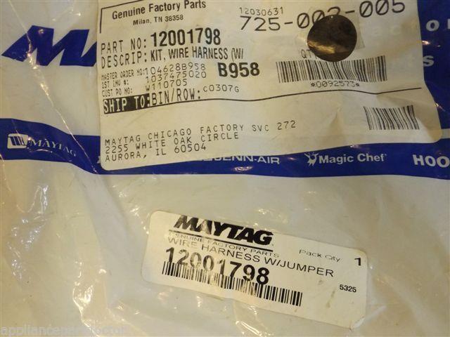 Maytag Washer  12001798  Wire Harness W/Jumper NEW IN BOX