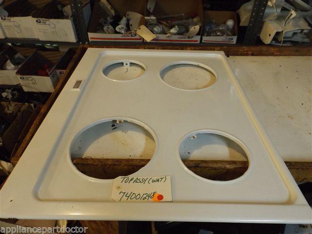 Magic Chef STOVE  74001248  Top Assy. (wht) small spots/chips  in finish USED