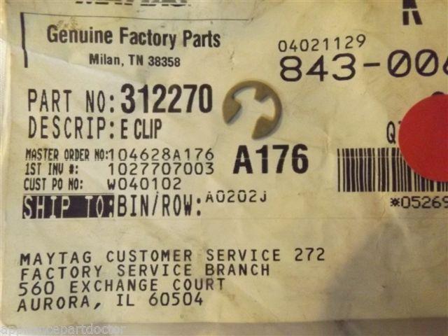 KENMORE KITCHENAID ROPER STOVE 312270 Y312270 98392  E CLIP   NEW IN BAG
