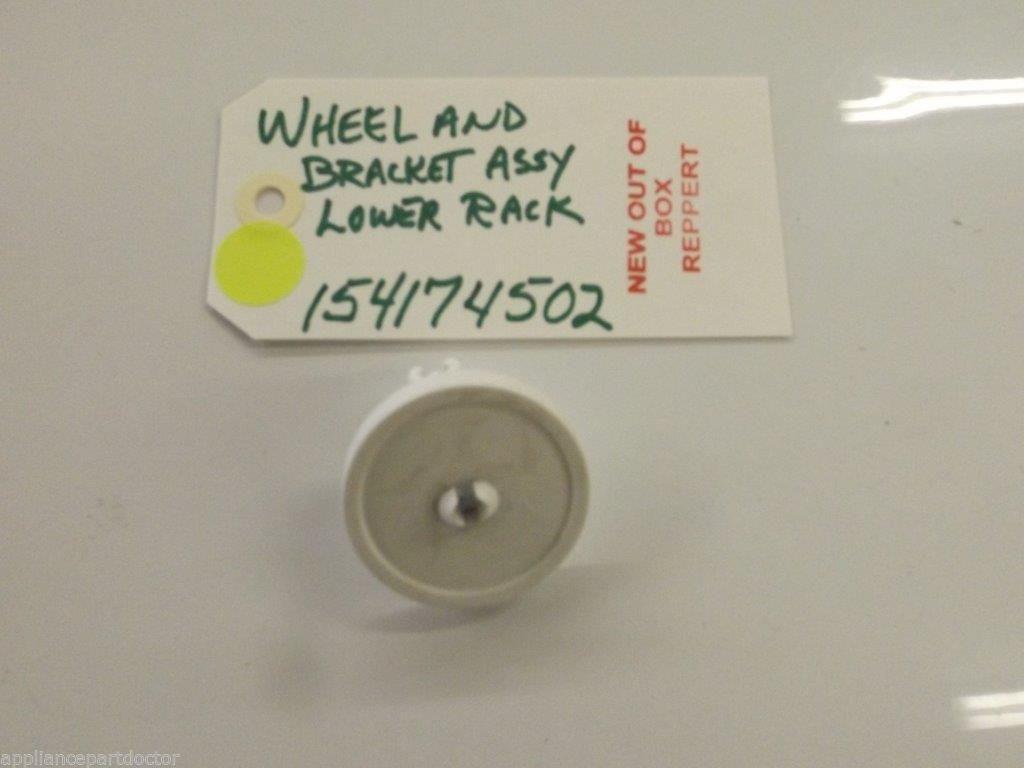 FRIGIDAIRE DISHWASHER 154174502  Wheel & Bracket Assy,lower Rack  NEW W/O BOX