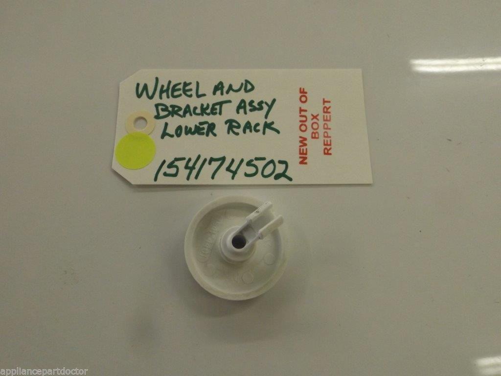 FRIGIDAIRE DISHWASHER 154174502  Wheel & Bracket Assy,lower Rack  NEW W/O BOX