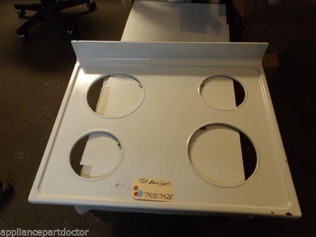 Magic Chef STOVE   74003428  Top, Main (wht) chips in finish  USED PART