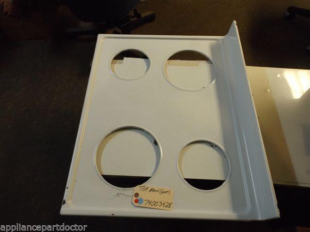 Magic Chef STOVE   74003428  Top, Main (wht) chips in finish  USED PART