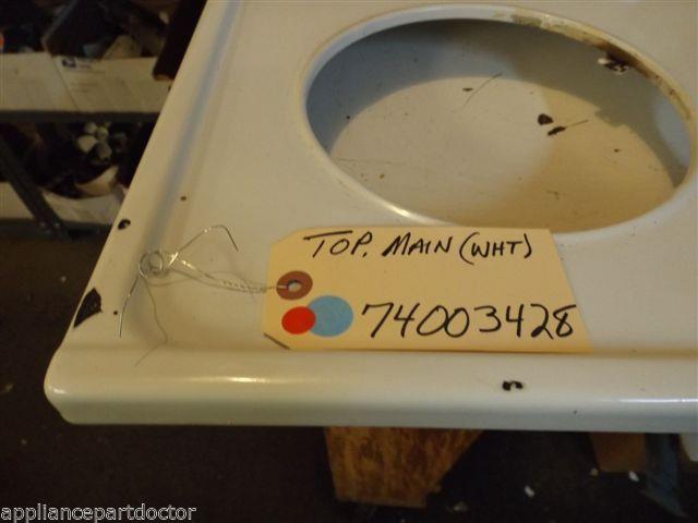 Magic Chef STOVE   74003428  Top, Main (wht) chips in finish  USED PART