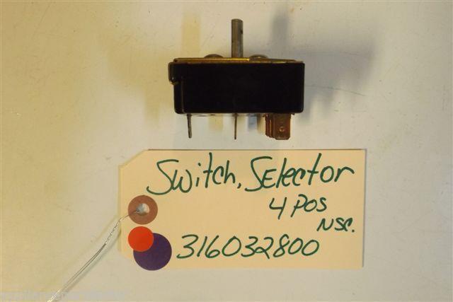 FRIGIDAIRE  STOVE 316032800    Switch-selector, 4 Pos Nsc   USED
