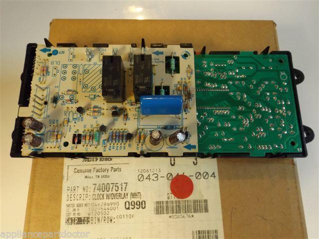 Maytag Amana Stove  74007517  CLOCK OVERLAY (WHT)  NEW IN BOX