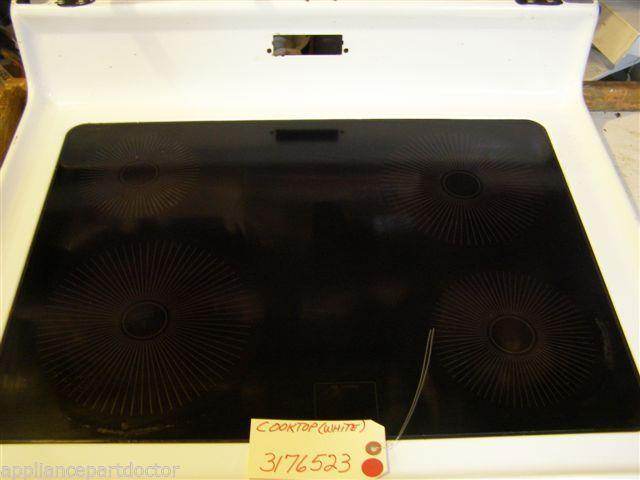 WHIRLPOOL STOVE  3176523  Cooktop (white) SCRATHES/FINISH LOSS  USED