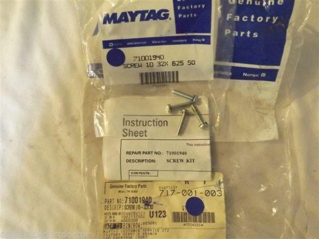 KITCHEN AID REFRIGERATOR 71001940 W10296804 Screw Kit (pack of 4)   NEW IN BAG