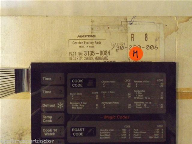 MAGIC CHEF MICROWAVE COMBO 3135-0084 Switch, Membrane   NEW IN BOX