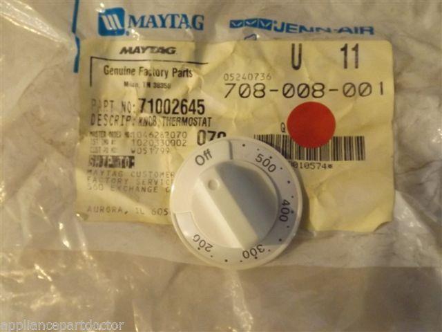 JENN AIR MAGIC CHEF STOVE 71002645 Knob, Thermostat (wht)   NEW IN BAG