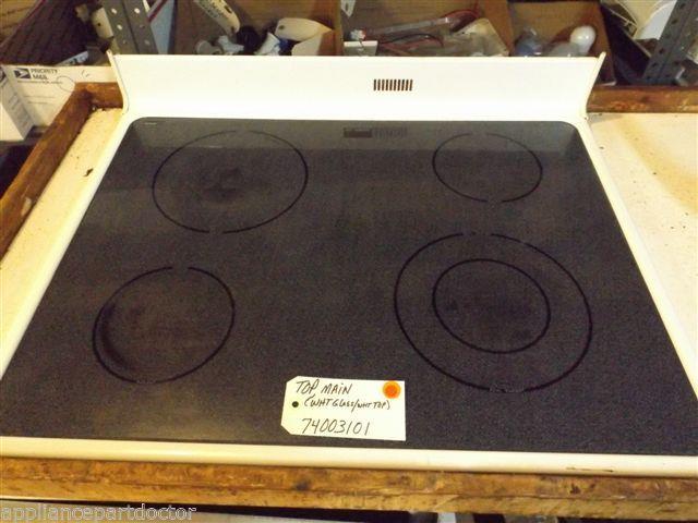 JENN AIR STOVE 74003101  Top, Main (wht Glass/wht Top) USED PART
