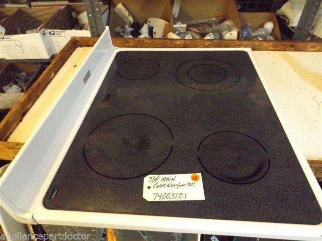 JENN AIR STOVE 74003101  Top, Main (wht Glass/wht Top) USED PART