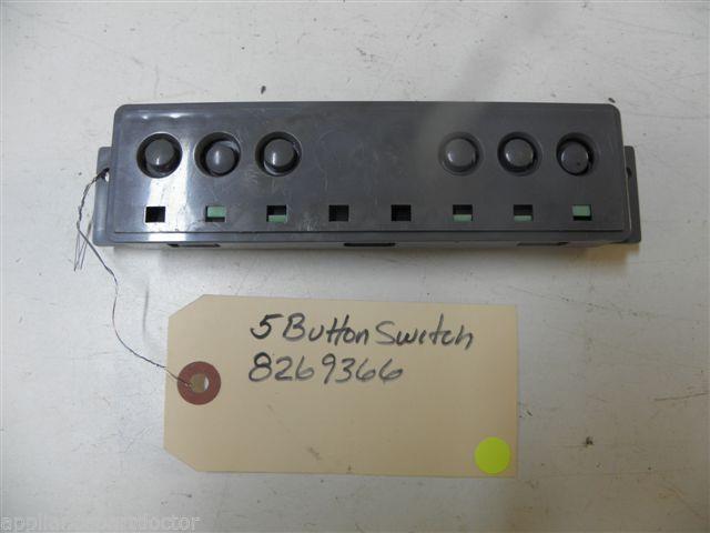 WHIRLPOOL DISHWASHER 8269366 5 BUTTON SWITCH USED PART ASSEMBLY