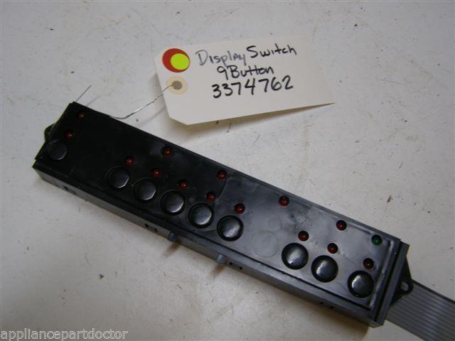 WHIRLPOOL DISHWASHER 3374762 SWITCH DISPLAY 9 BUTTON USED PART ASSEMBLY