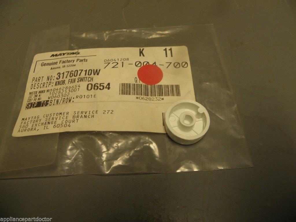 Amana Stove 31760710W Fan Switch Knob (white) NEW IN BOX