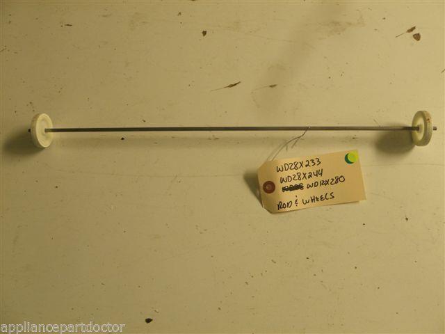 GE DISHWASHER WD28X233 WD12X280 WD28X244 ROD & WHEEL USED PART ASSEMBLY