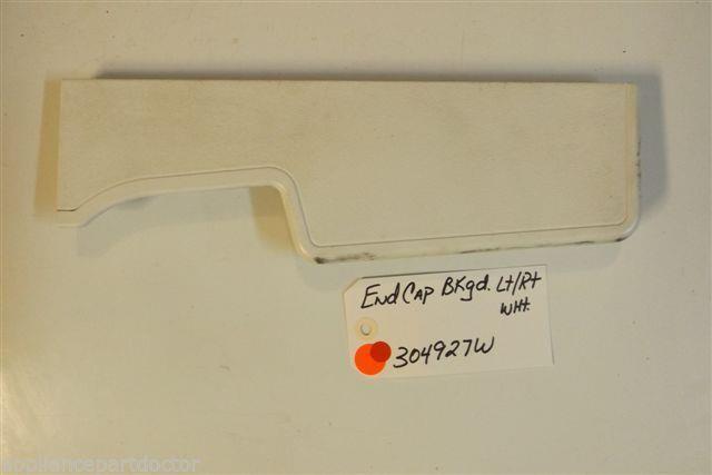 AMANA Stove 304927W End Cap-bkgd Lt/rt (wht)  USED PART