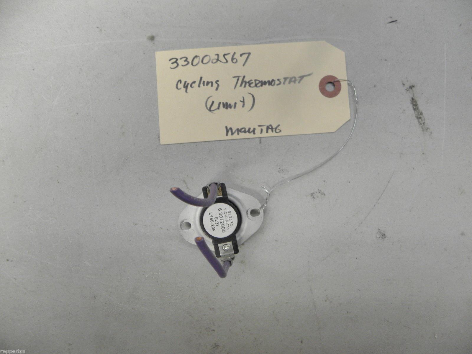 MAYTAG NEPTUNE DRYER 33002567 CYCLING THERMOSTAT (LIMIT) USED PART ASSEMBLY F/S
