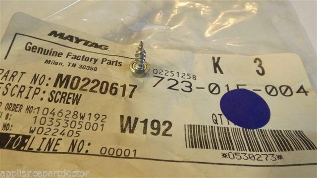 WHIRLPOOL AMANA REFRIGERATOR M0220617 Screw  NEW IN BAG