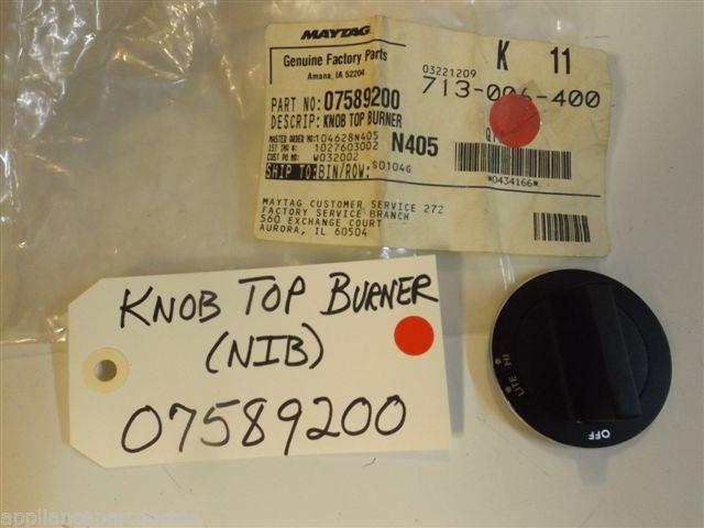 Maytag Caloric Stove  07589200  Knob Top Burner  NEW IN BOX