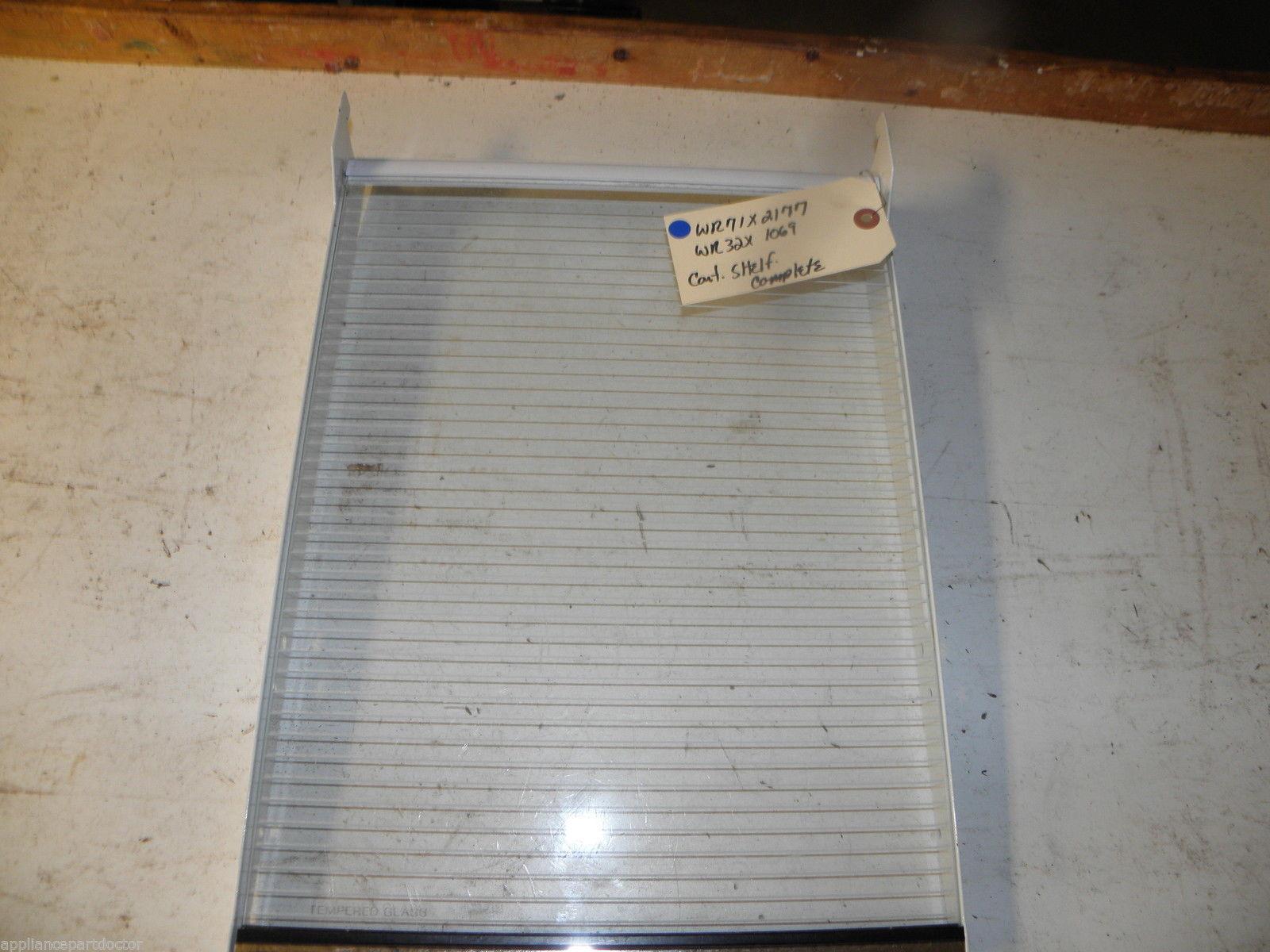 GE REFRIGERATOR WR71X2177 WR32X1069 CANT GLASS COMPLETE SHELF USED PART F/S