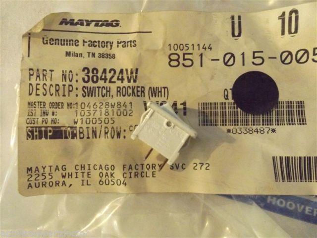 SPEED QUEEN AMANA WASHER/DRYER 38424W Switch, Rocker (wht)   NEW IN BAG