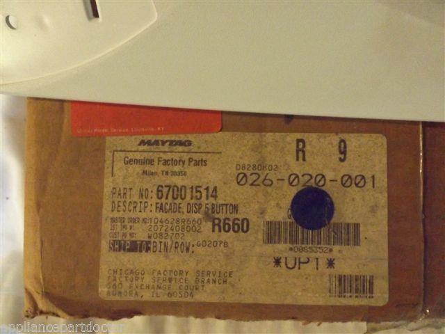 ADMIRAL AMANA REFRIGERATOR 67001514 Facade, Disp 5 Button (wht)   NEW IN BOX