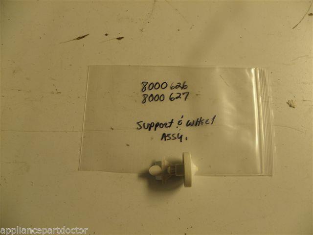 FRIGIDIARE DISHWASHER 8000626 8000627 SUPPORT & WHEEL USED PART ASSEMBLY