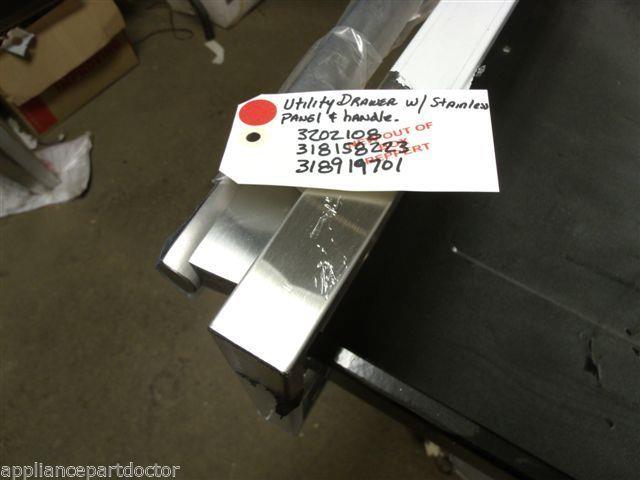 FRIGIDAIRE OVEN 32021808 318158223 318919701 UTILITY DRAWER W/ STAINLESS PANEL