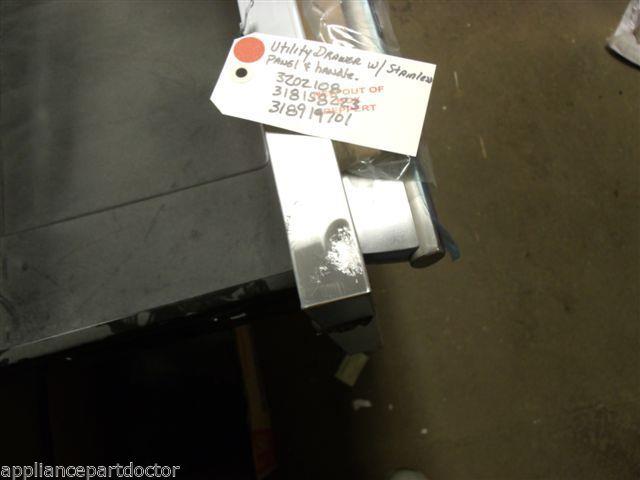 FRIGIDAIRE OVEN 32021808 318158223 318919701 UTILITY DRAWER W/ STAINLESS PANEL