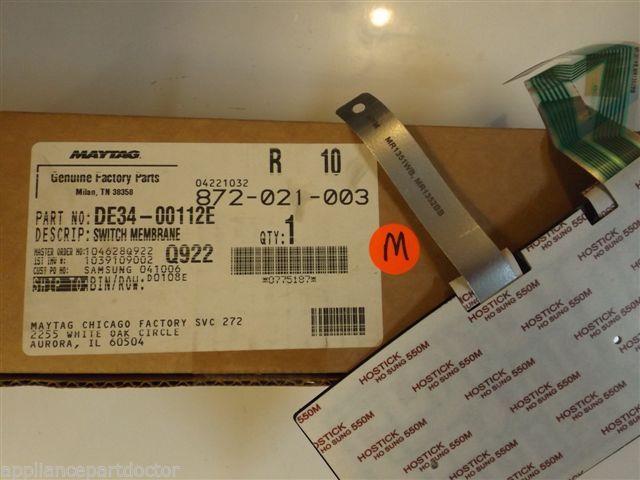 Maytag Microwave  DE34-00112E  Switch Membrane BLACK NEW IN BOX