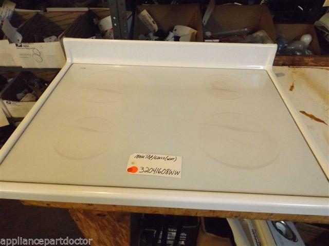Amana STOVE 32041608WW  Main Top/glass (wht) small marks/chips   used
