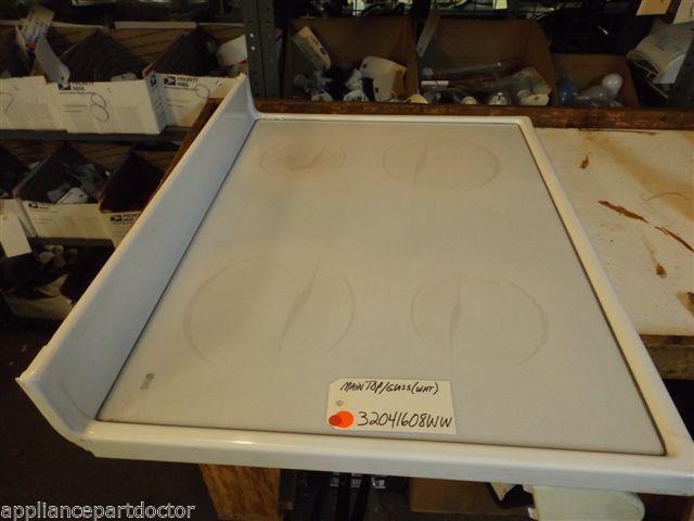 Amana STOVE 32041608WW  Main Top/glass (wht) small marks/chips   used