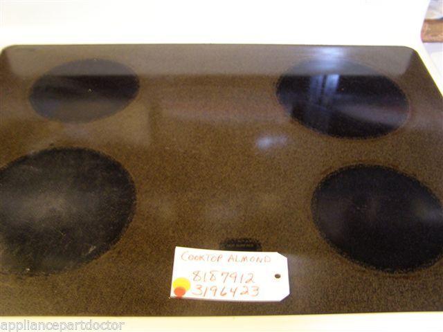 WHIRLPOOL STOVE 8187912  3196423  Cooktop almond CHIPS/WEAR USED PART