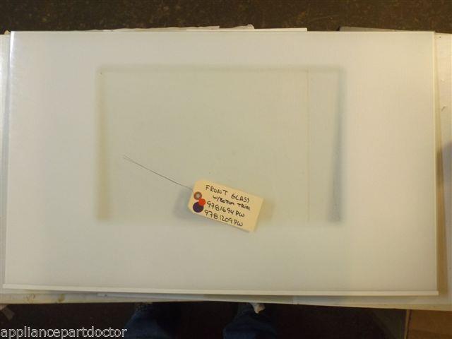 WHIRLPOOL STOVE 9781694PW 9781209PW Glass, Door Front (white) W/BOTTOM TRIM used
