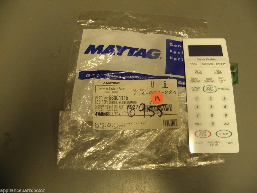 Amana Microwave 53001115 Membrane Switch (white)  NEW IN BOX