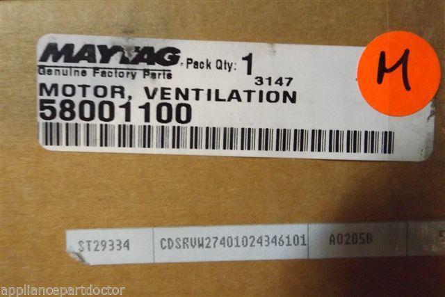 MAYTAG MICROWAVE 58001100 MOTOR VENT  NEW IN BOX