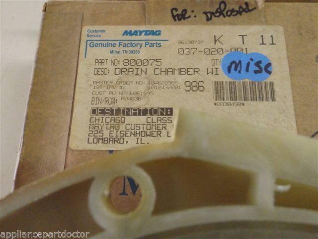 Maytag Garbage Disposal  800075  Drain Chamber With Bearing   NEW IN BOX