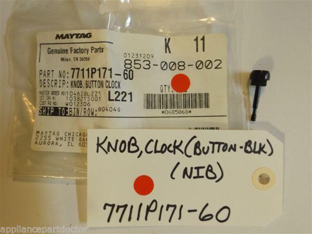 Maytag Admiral  Stove  7711P171-60  Knob, Clock (button-blk)  NEW IN BOX