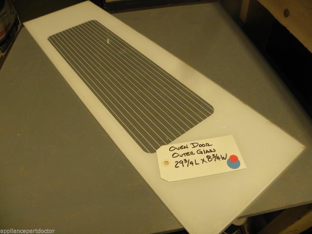 29 3/4L  X  8 3/4W Oven Door Outer Glass (white) ( some scratches )  USED PART