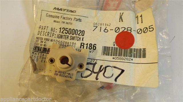 WHIRLPOOL STOVE 12500020 Igniter switch kit  NEW IN BOX