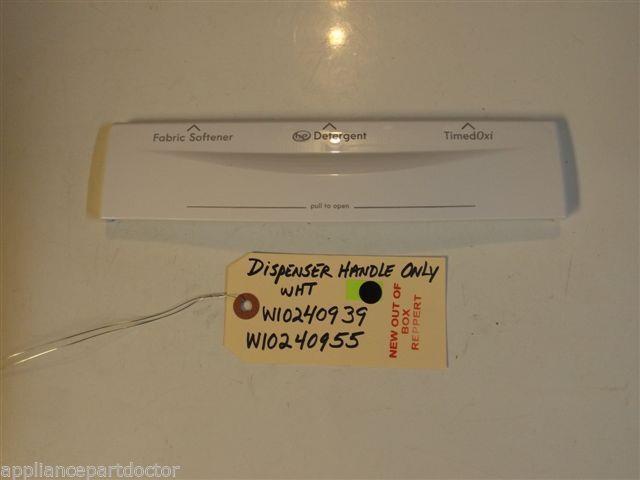 Whirlpool Washer W10240939 W10240955  Dispenser Handle Only Wht  new w/o box