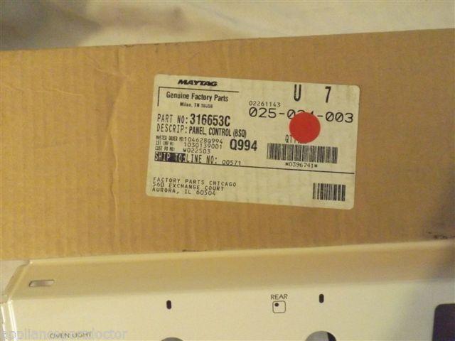 AMANA STOVE 316653C Panel, Control (bsq) NEW IN BOX