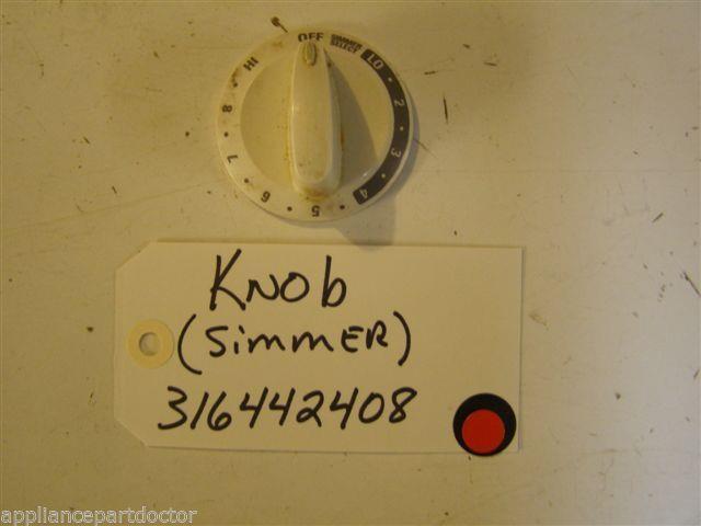 KENMORE STOVE 316442408  Knob  ( SIMMER)  (WHT) used part