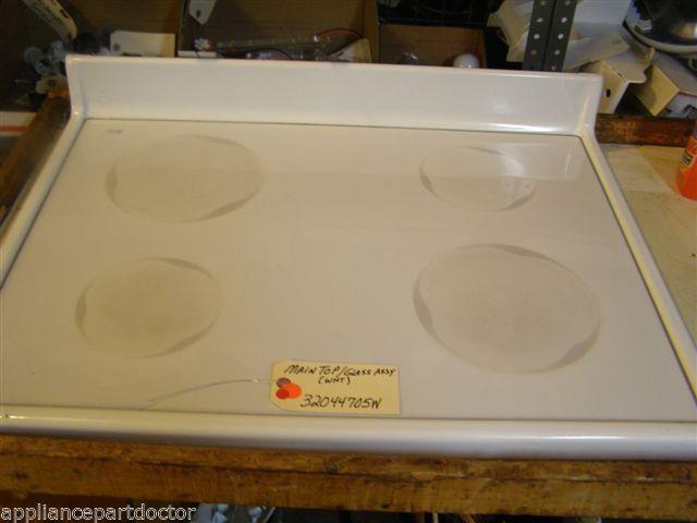 Amana Stove 32044705W  Main Top/glass Assy (wht)   used part