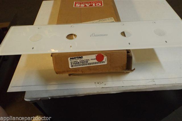 Maytag stove 31688702W Glass, Control Panel (wht)  NEW IN BOX