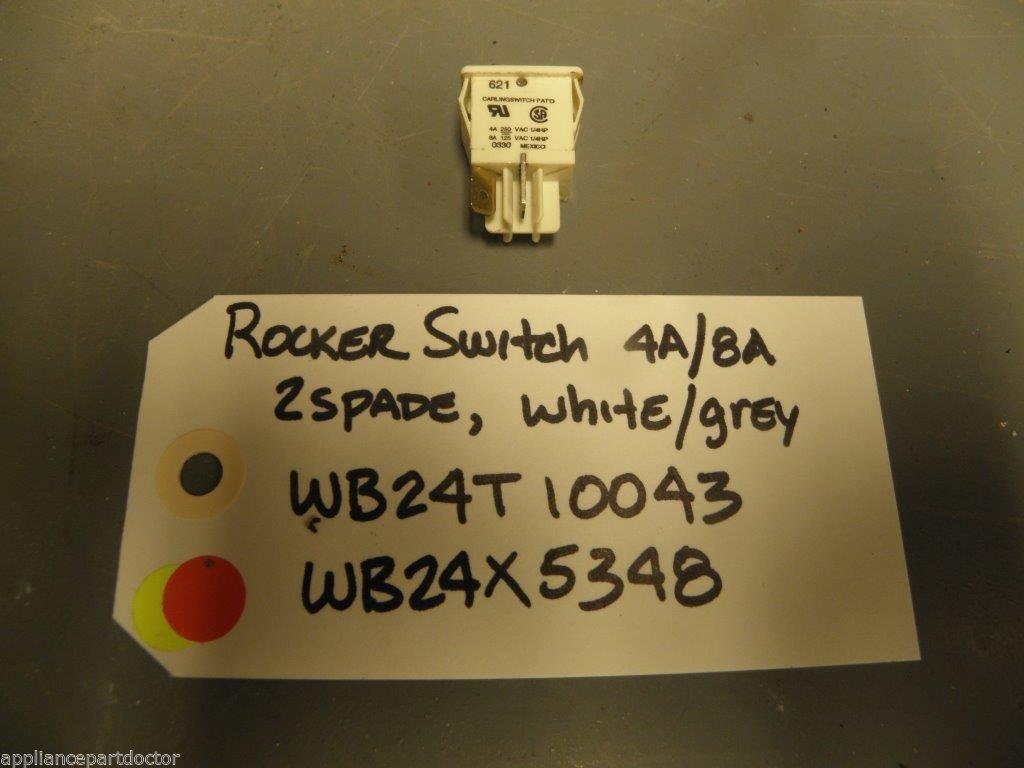 STOVE WB24T10043 WB24X 5348  Stove Rocker switch 4A/8A 2 Spade white/grey